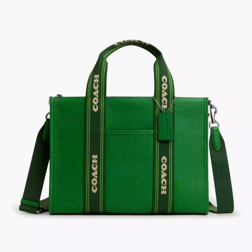 Coach Green Leather Briefcase with Branded Straps